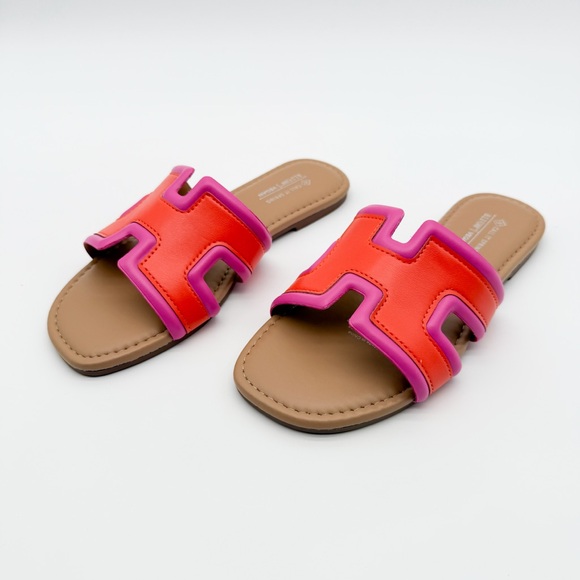 Call It Spring Shoes - Call It Spring Kamiko Multicolor Slide Sandals Red Orange Pink 6 NEW
